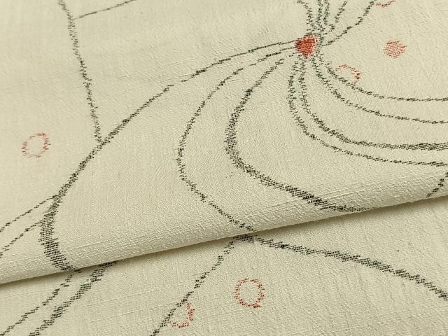 平和屋着物▽上質な紬 単衣 幾何学文様 正絹 逸品 AAAW7771fy