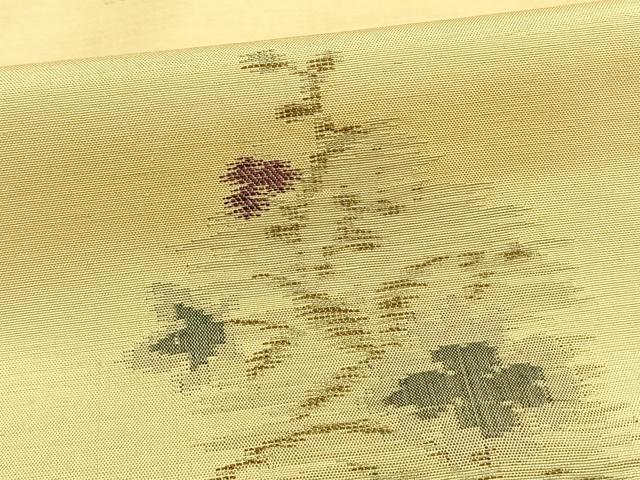 平和屋着物▽上質な紬 単衣 草花文 正絹 逸品 AAAW7772fy