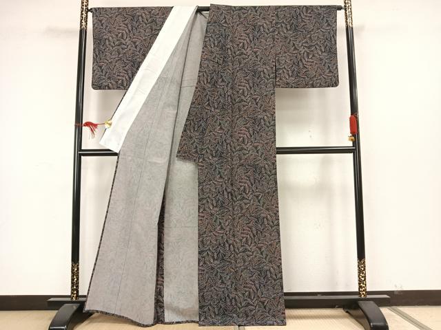 平和屋着物▽小紋 単衣 葉づくし 洗える着物 AAAW7778fy