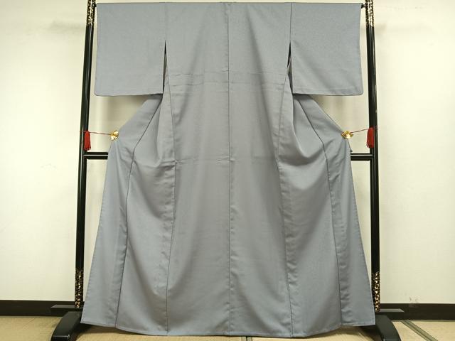 平和屋着物▽色無地 単衣 草花地紋 秘色色 洗える着物 AAAW7784fy