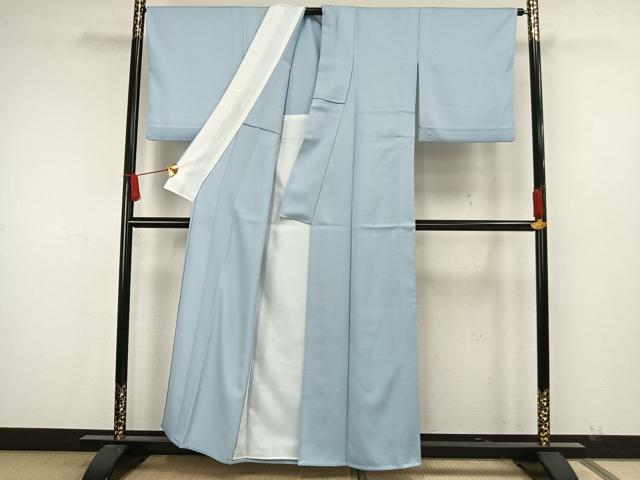 平和屋着物▽色無地 単衣 唐草地紋 空色 洗える着物 AAAW7785fy