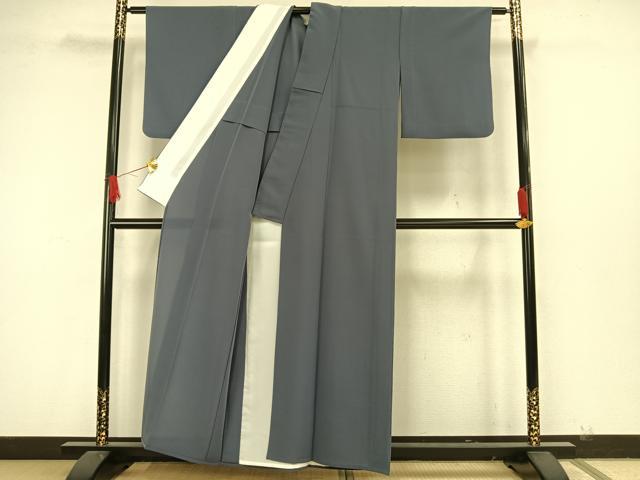 平和屋着物▽色無地 単衣 錆鼠色 鬼しぼ縮緬 洗える着物 AAAW7787fy
