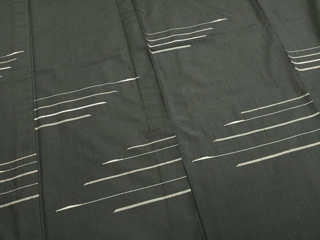 平和屋着物▽訪問着 単衣 紬地 横縞 正絹 逸品 AAAW7794fy