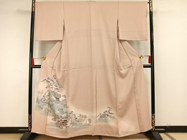 平和屋着物▽豪華色留袖 単衣 風景文 暈し染め 銀彩 正絹 逸品 AAAW7795fy