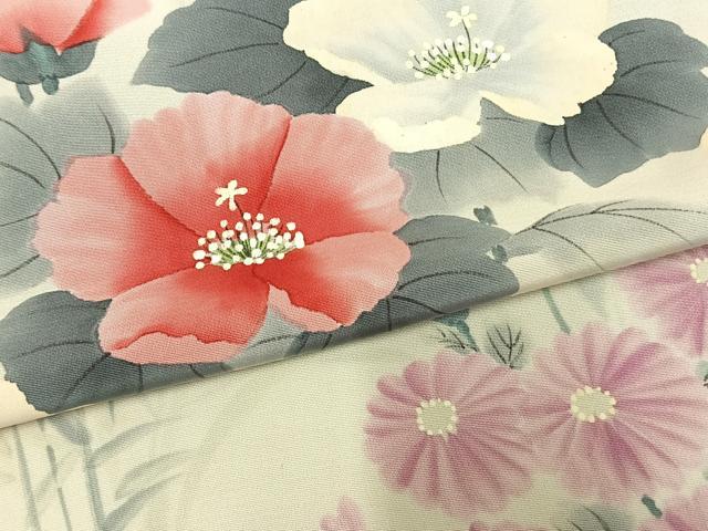 平和屋着物▽訪問着 単衣 作家物 手描き 草花文 暈し染め 正絹 逸品 AAAW7800fy