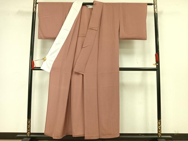 平和屋着物▽色無地 単衣 洗朱色 洗える着物 AAAW7807fy