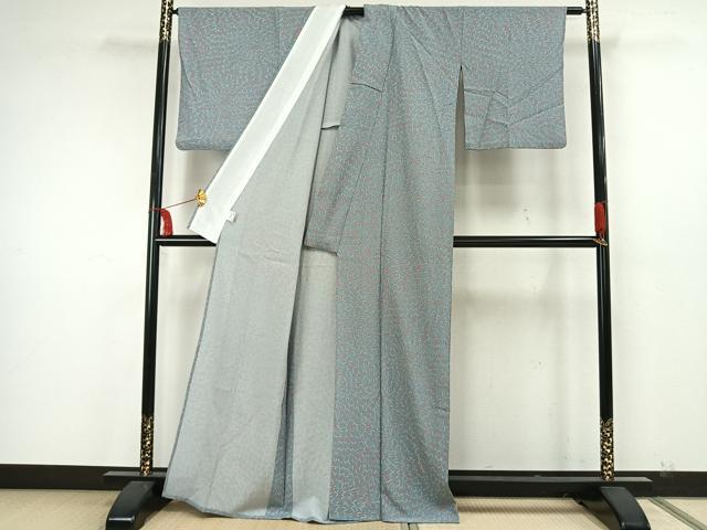 平和屋着物▽小紋 単衣 草花文 洗える着物 AAAW7816fy