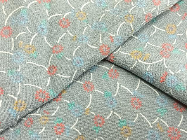 平和屋着物▽小紋 単衣 草花文 洗える着物 AAAW7816fy