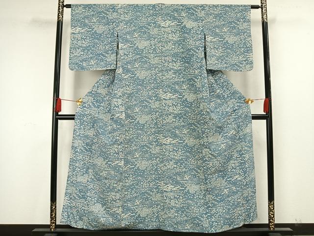 平和屋着物▽上質な小紋 単衣 風景草花文 正絹 逸品 AAAW7824fy
