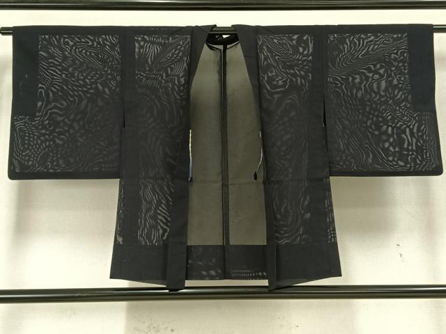 平和屋着物▽羽織 スリーシーズン 春夏秋 塵除け 紗 草木文 黒地 銀糸 正絹 逸品 AAAW7829fy