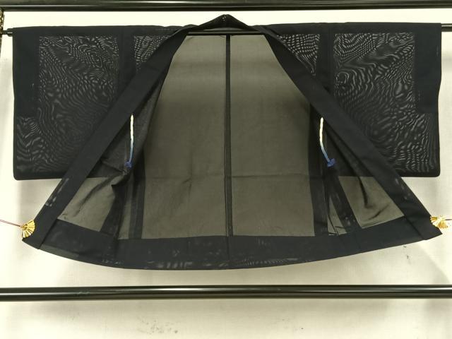 平和屋着物▽羽織 スリーシーズン 春夏秋 塵除け 紗 草木文 黒地 銀糸 正絹 逸品 AAAW7829fy