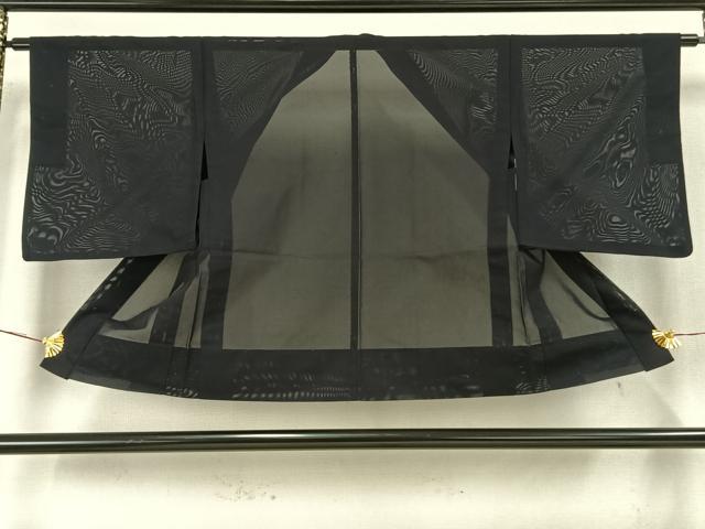 平和屋着物▽羽織 スリーシーズン 春夏秋 塵除け 紗 草木文 黒地 銀糸 正絹 逸品 AAAW7829fy