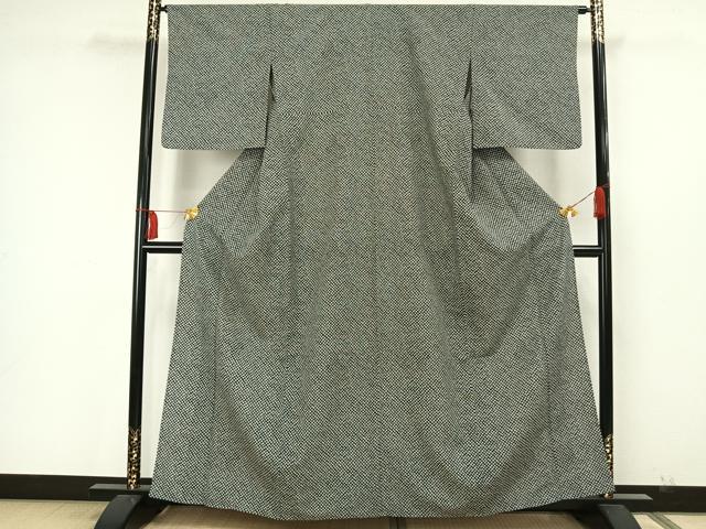 平和屋着物▽小紋 単衣 鹿の子文 黒地 洗える着物 AAAW7832fy