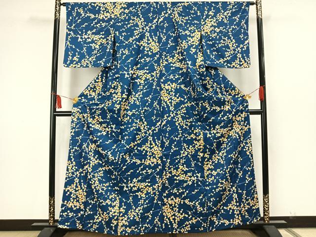 平和屋着物▽小紋 単衣 手描き 枝梅文 洗える着物 AAAW7833fy
