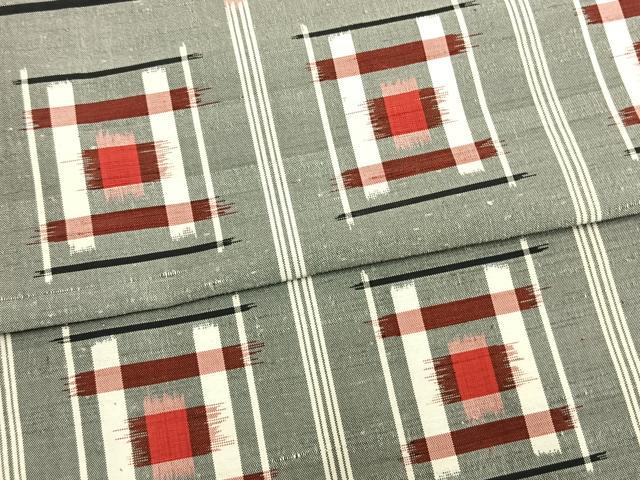 平和屋着物▽上質な紬 単衣 幾何学文様 正絹 逸品 AAAW7836fy