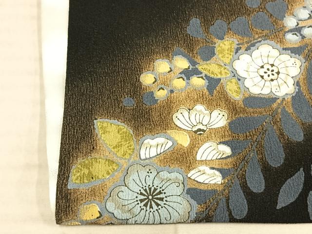 平和屋着物▽訪問着 単衣 辻が花 黒地 洗える着物 AAAW7856fy