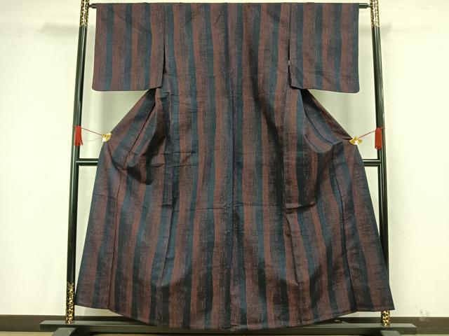 平和屋着物▽上質な紬 単衣 間道 正絹 逸品 AAAW7858fy