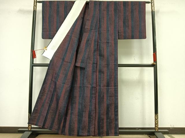 平和屋着物▽上質な紬 単衣 間道 正絹 逸品 AAAW7858fy
