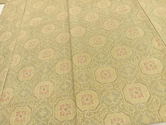 平和屋着物▽上質な紬 単衣 吉祥花文 正絹 逸品 AAAW7863fy