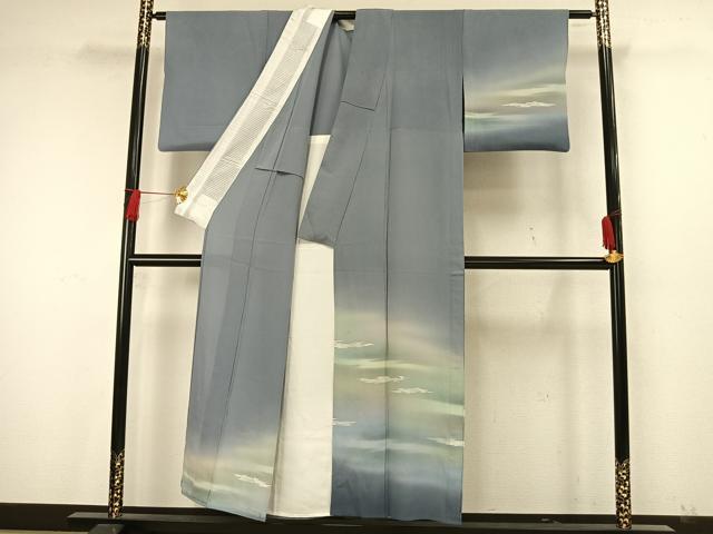 平和屋着物▽訪問着 単衣 霞文 暈し染め 正絹 逸品 AAAW7867fy