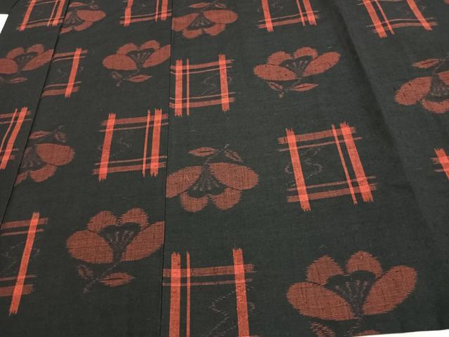 平和屋着物▽上質な紬 単衣 草花文 正絹 逸品 AAAW7868fy