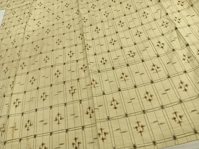 平和屋着物▽上質な紬 単衣 幾何学文様 正絹 逸品 AAAW7874fy