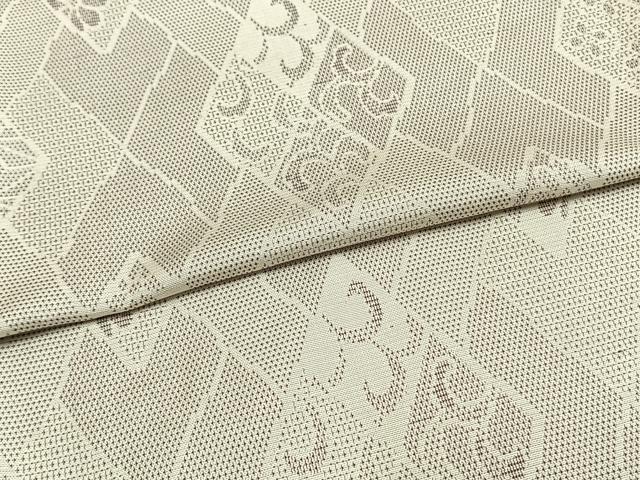 平和屋着物▽上質なお召 単衣 吉祥花文 正絹 逸品 AAAW7876fy