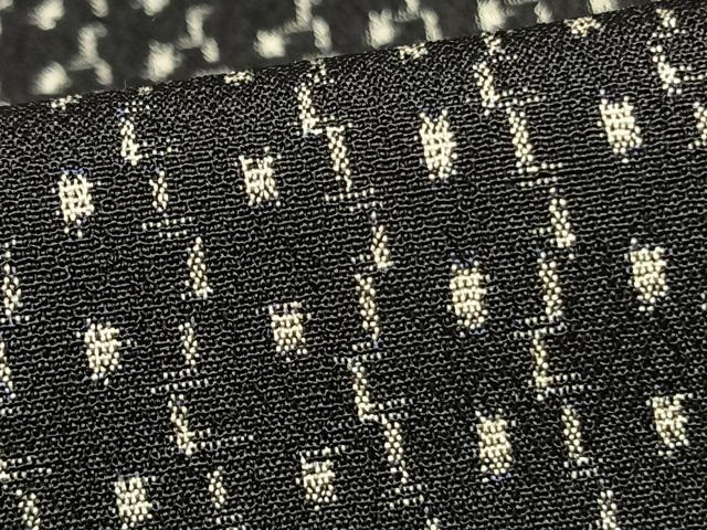 平和屋着物▽本塩沢 単衣 幾何学文様 黒地 正絹 逸品 AAAW7879fy