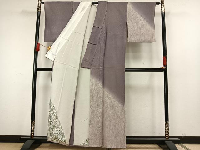 平和屋着物▽訪問着 無双 紗袷 紗×絽 手描き 草花文 正絹 逸品 AAAW7885fy