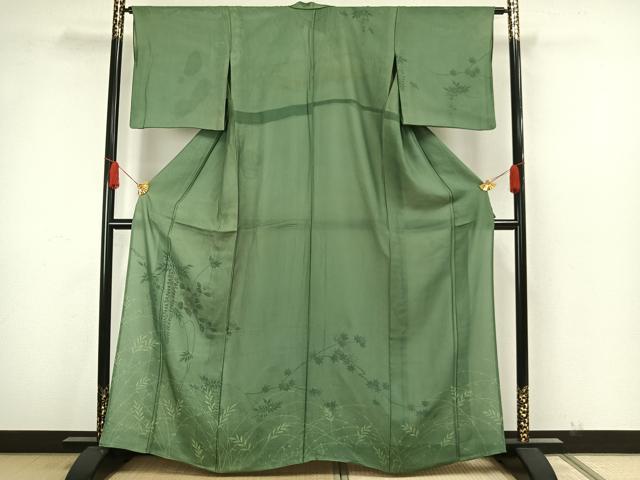 平和屋着物▽訪問着 無双 紗袷 紗×絽 手描き 草花文 正絹 逸品 AAAW7887fy