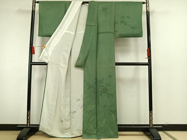 平和屋着物▽訪問着 無双 紗袷 紗×絽 手描き 草花文 正絹 逸品 AAAW7887fy
