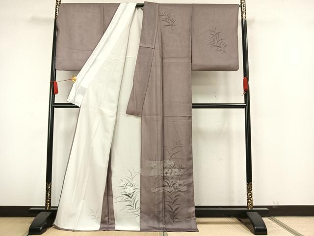 平和屋着物▽訪問着 無双 紗袷 紗×絽 手描き 草花文 ロング丈 正絹 逸品 AAAW7888fy