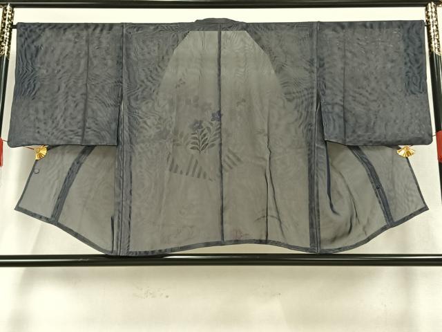 平和屋着物▽道行コート スリーシーズン 春夏秋 塵除け 紗 手描き 草花文 銀彩 正絹 逸品 AAAW7891fy