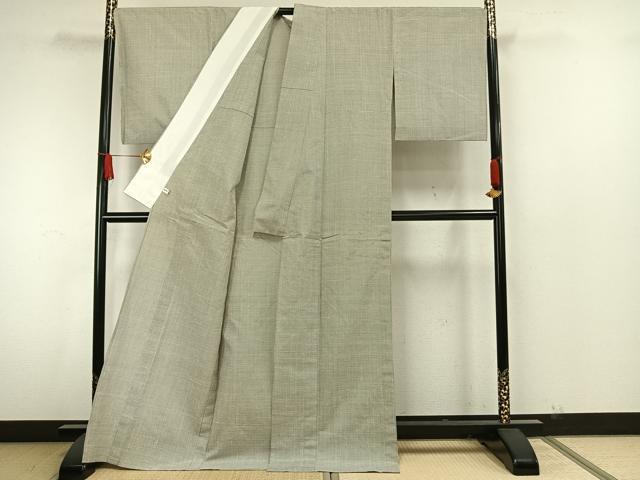 平和屋着物▽上質な小紋 単衣 格子 正絹 逸品 AAAW7894fy