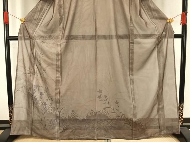 平和屋着物▽訪問着 無双 紗袷 紗×紗 手描き 草花文 正絹 逸品 AAAW7896fy