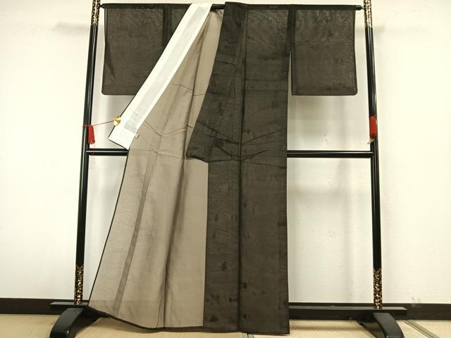 平和屋着物▽京の名門・菱屋六右ェ門 小紋 無双 紗袷 紗×紗 立波文 反端付き 正絹 逸品 AAAW7897fy