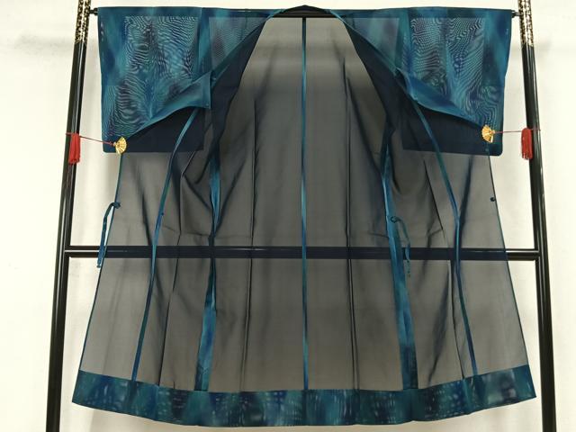 平和屋着物▽道行コート スリーシーズン 春夏秋 塵除け 霞文 ロング丈 正絹 逸品 AAAW7904fy