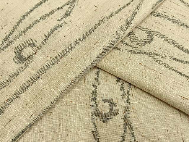 平和屋着物▽ぜんまい紬 単衣 幾何学文様 正絹 逸品 AAAW7906fy