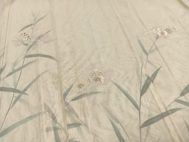 平和屋着物▽訪問着 無双 紗袷 紗×紗 刺繍 地紙花文 金銀糸 正絹 逸品 AAAW7912fy