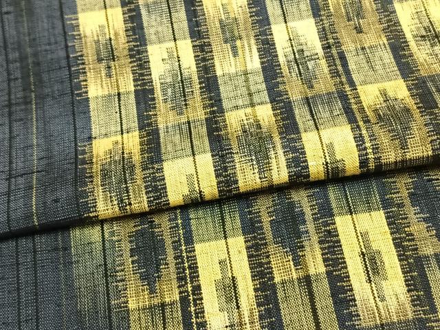 平和屋着物▽上質な紬 単衣 幾何学文様 正絹 逸品 AAAW7914fy
