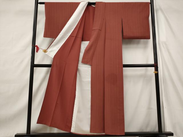平和屋着物▽上質な小紋 単衣 縞 正絹 逸品 AAAW8567st