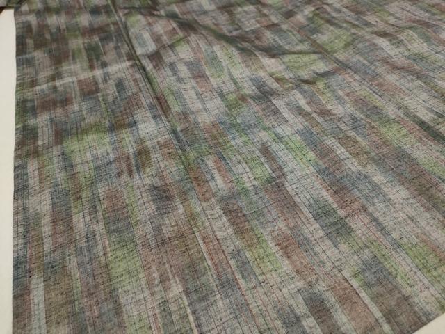 平和屋着物▽上質な紬 単衣 縞 正絹 逸品 AAAW8573st