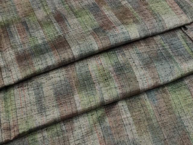 平和屋着物▽上質な紬 単衣 縞 正絹 逸品 AAAW8573st