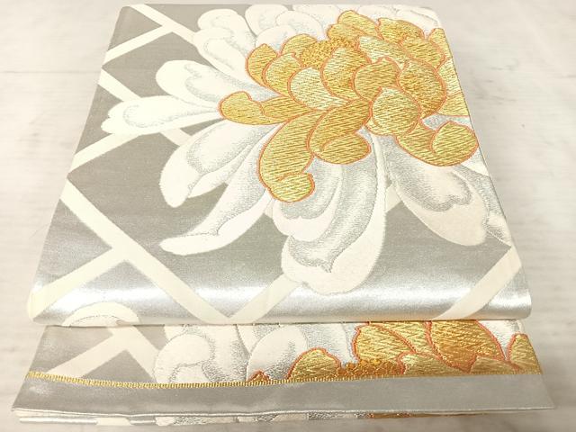 平和屋着物◎六通柄袋帯 菊文 金銀糸 正絹 逸品 AAAW8888yx