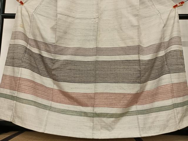 平和屋着物●上質な紬 訪問着 横段文 正絹 逸品 AAAW9084zg