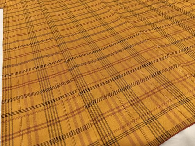 平和屋着物●本場黄八丈 まるまなこ 紬 格子 正絹 逸品 AAAW9093zg