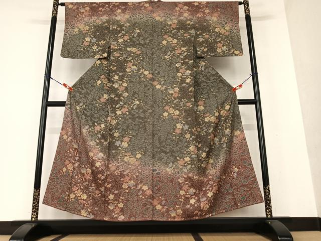 平和屋着物●訪問着 草花文 暈し染め 正絹 逸品 未使用 AAAW9098zg