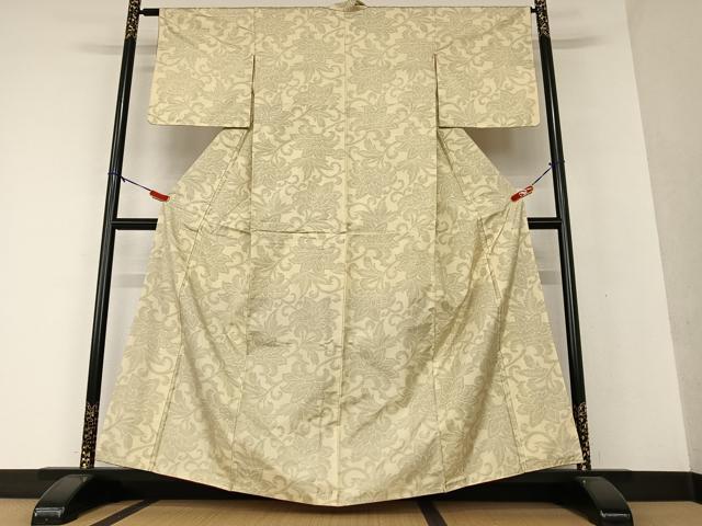 平和屋着物●本場大島紬 白大島 更紗花文 正絹 逸品 AAAW9108zg