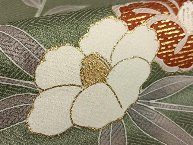 平和屋着物●訪問着 駒刺繍 花籬文 暈し染め 金彩 正絹 逸品 AAAW9115zg