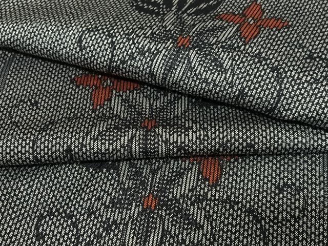 平和屋着物●上質な紬 枝花文 正絹 逸品 AAAW9129zg